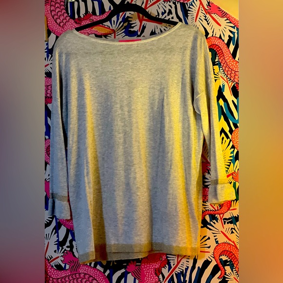 Lily Pulitzer oversized light gray lightweight sweater with 3/4 sleeves - Picture 1 of 11